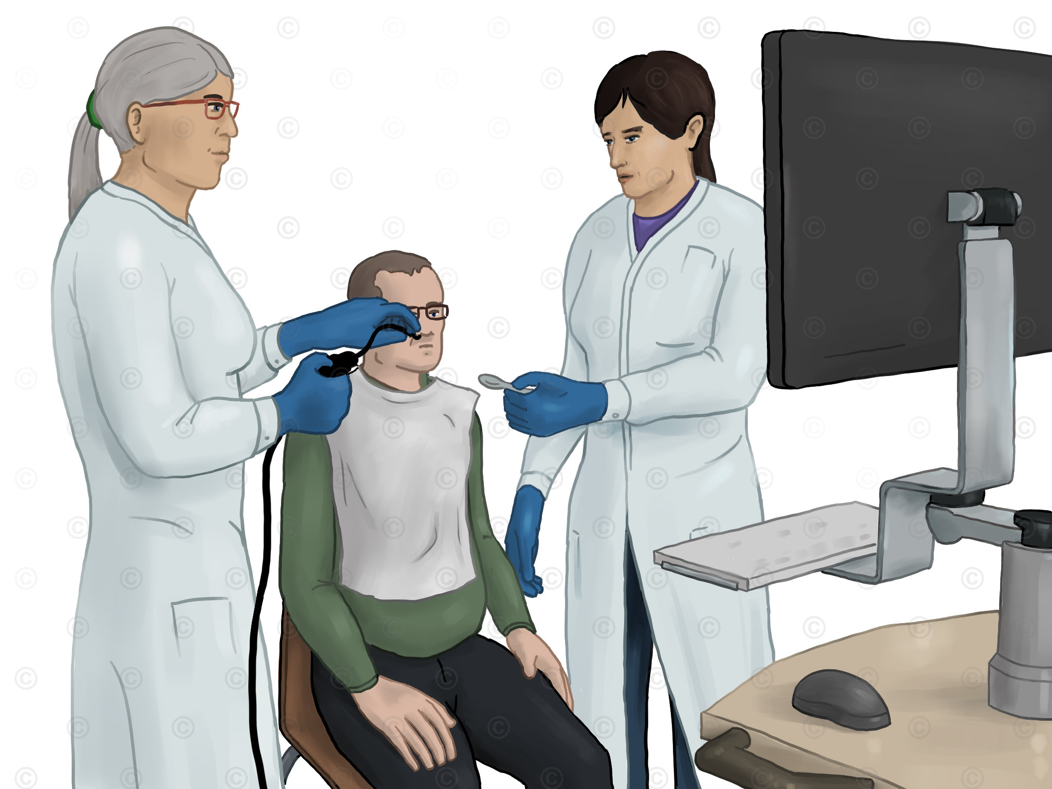 laryngoscopy biofeedback sitting patient